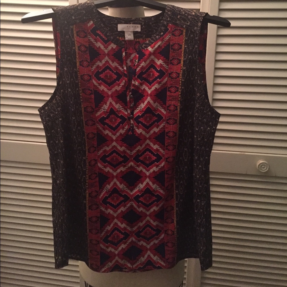 Sleeveless top southwestern print