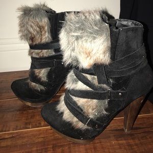 Faux fur booties.