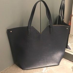 Neiman Marcus navy leather tote