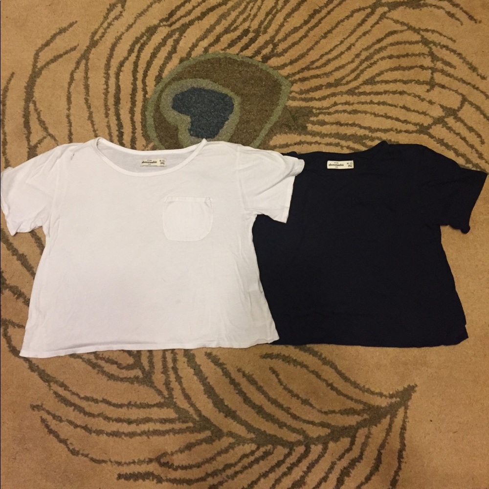 Abercrombie Kids pocket tee crop tops: white+navy