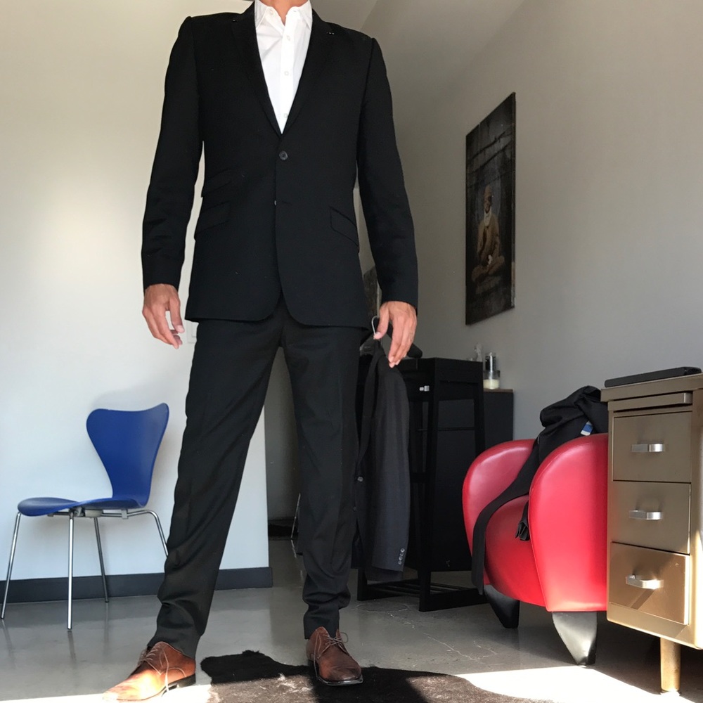 Men's Black Ted Baker Endurance suit.