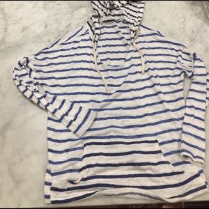 Blue and white striped lightweight hoodie