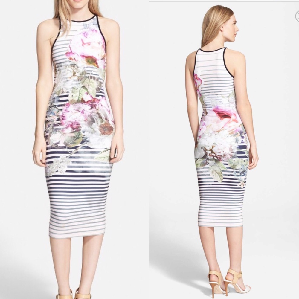 Ted Baker London Laya Peony bodycon Midi dress
