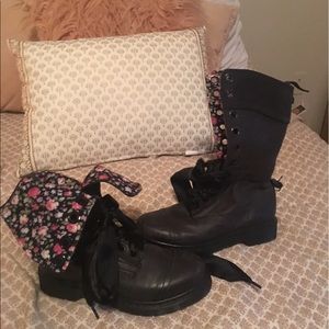 Charcoal and floral AUTHENTIC Doc Martens