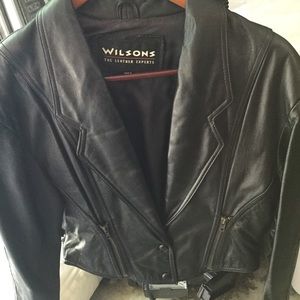Black leather leather jacket