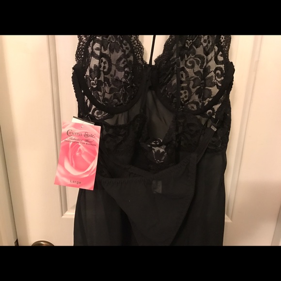 Cinema Etoile Seductive Wear Black Matching Babydoll & Thong Set Size Large NWT - Picture 4 of 6
