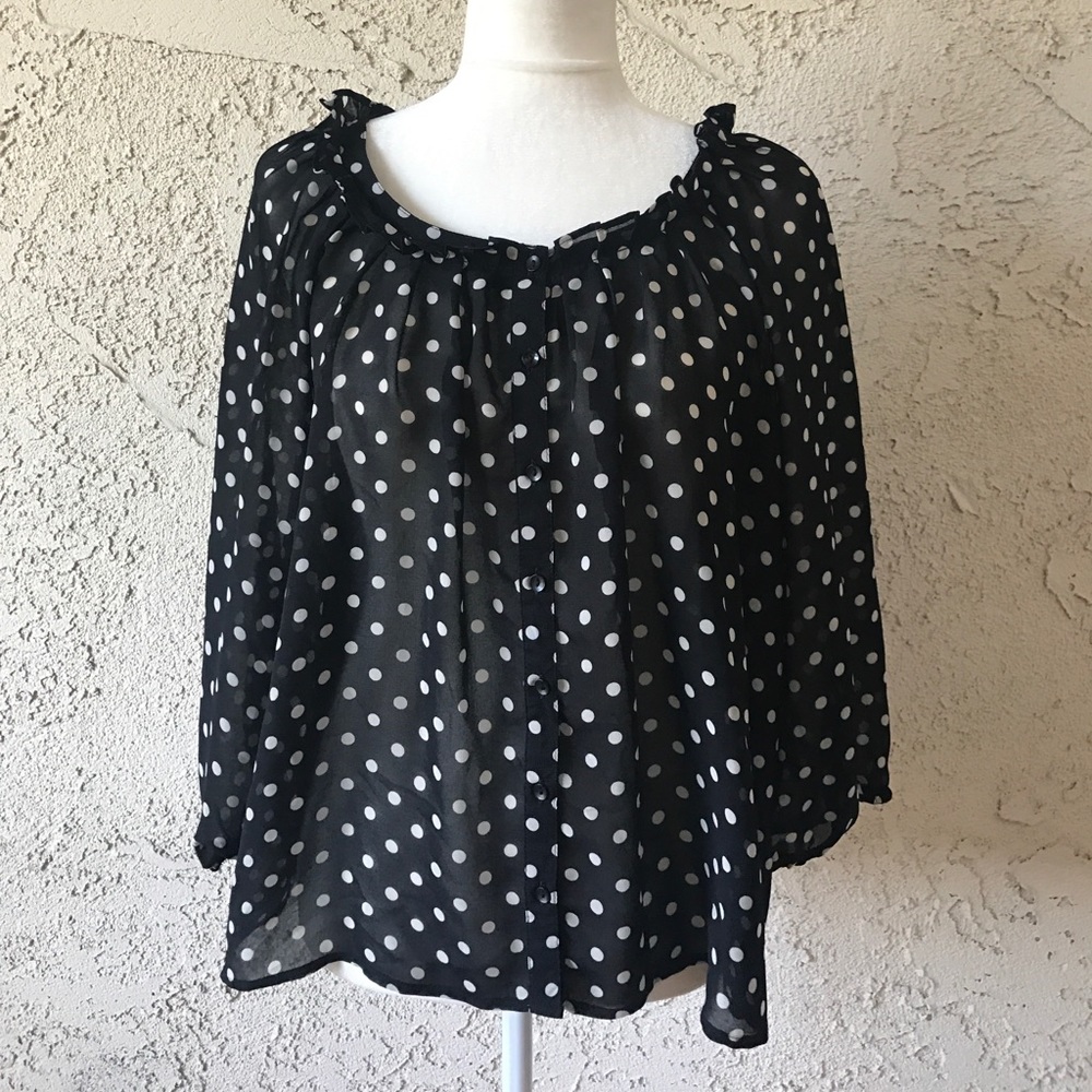 H&M polka dot sheer blouse