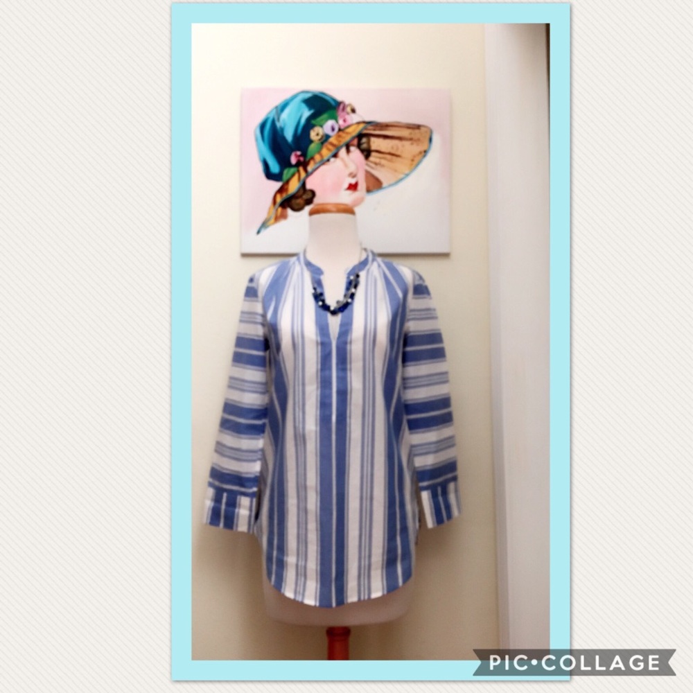 J.crew top blue white striped tunic - Picture 4 of 4