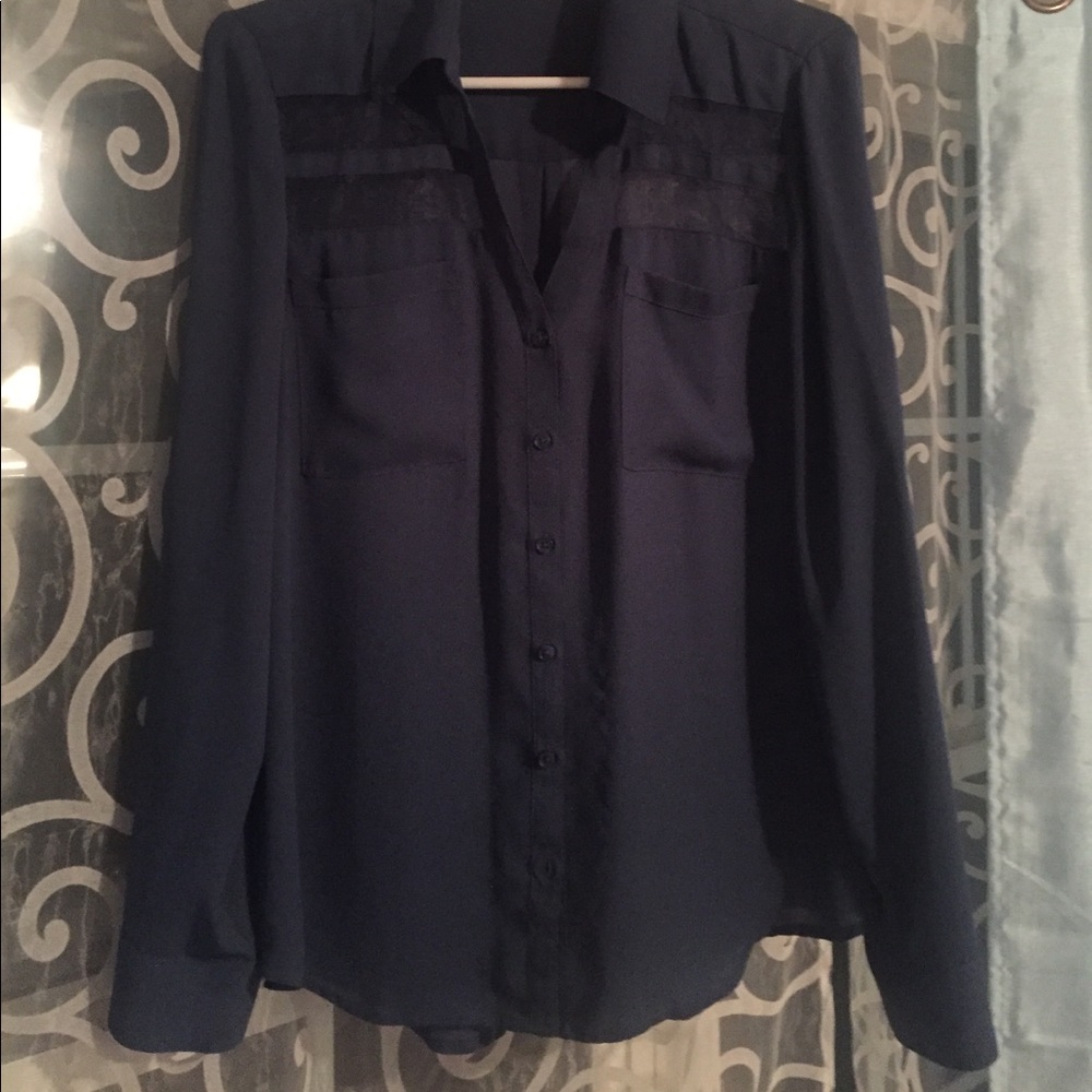 Navy blue Express blouse with pockets