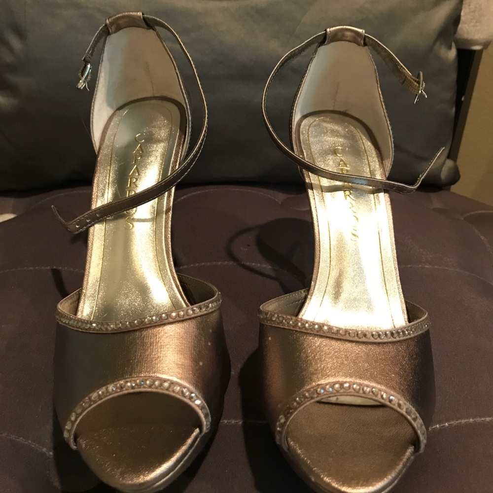 Metallic Taupe/Gray Caparros Stilettos with detail
