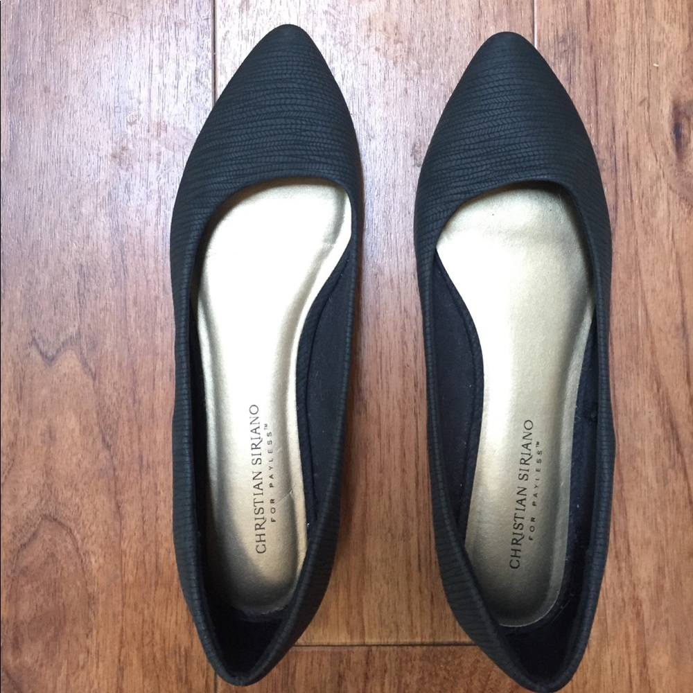 Black pointy flats, Christian Siriano, Size 9