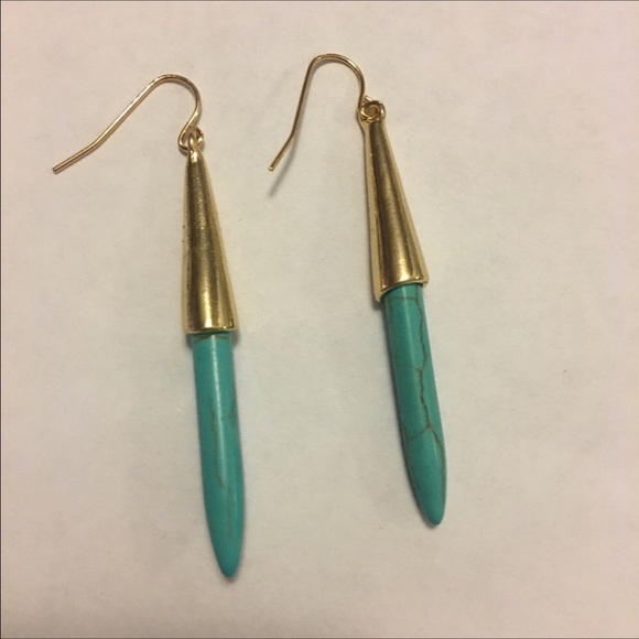 Natural Turquoise Drop Earrings - Picture 3 of 3