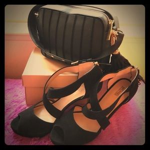 MK Black Faux Suede High heels.
