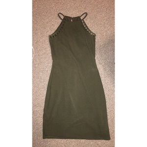 Army green bodycon midi dress