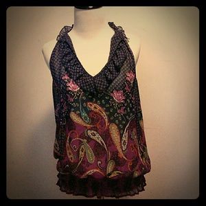 Purple Paisley Sleeveless Blouse