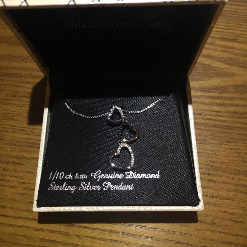 1/10k genuine diamond, sterling sliver necklace