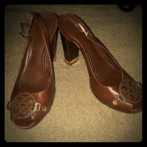 Brown Tory Burch block heeled platform sandals-8.5