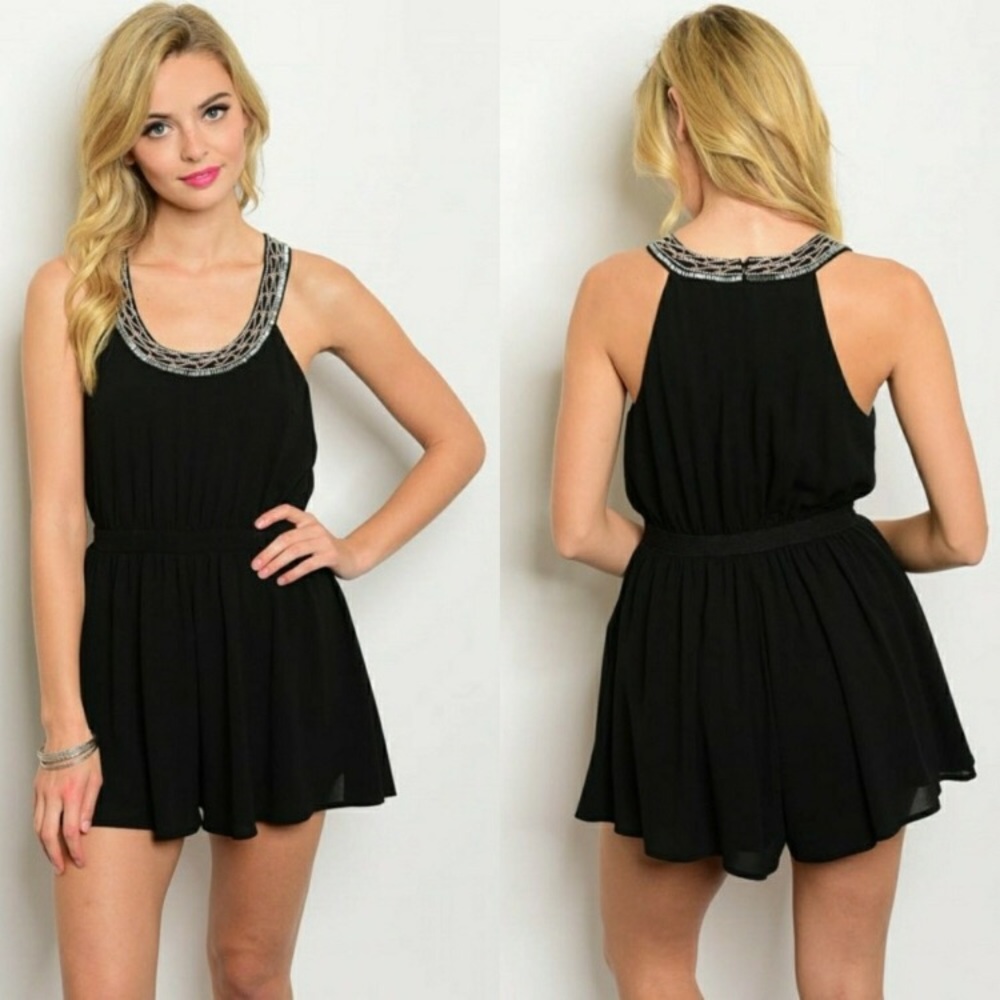 LAST CHANCE Black beaded romper