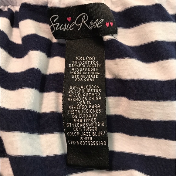 White and Navy Striped Tube Top - Picture 3 of 3