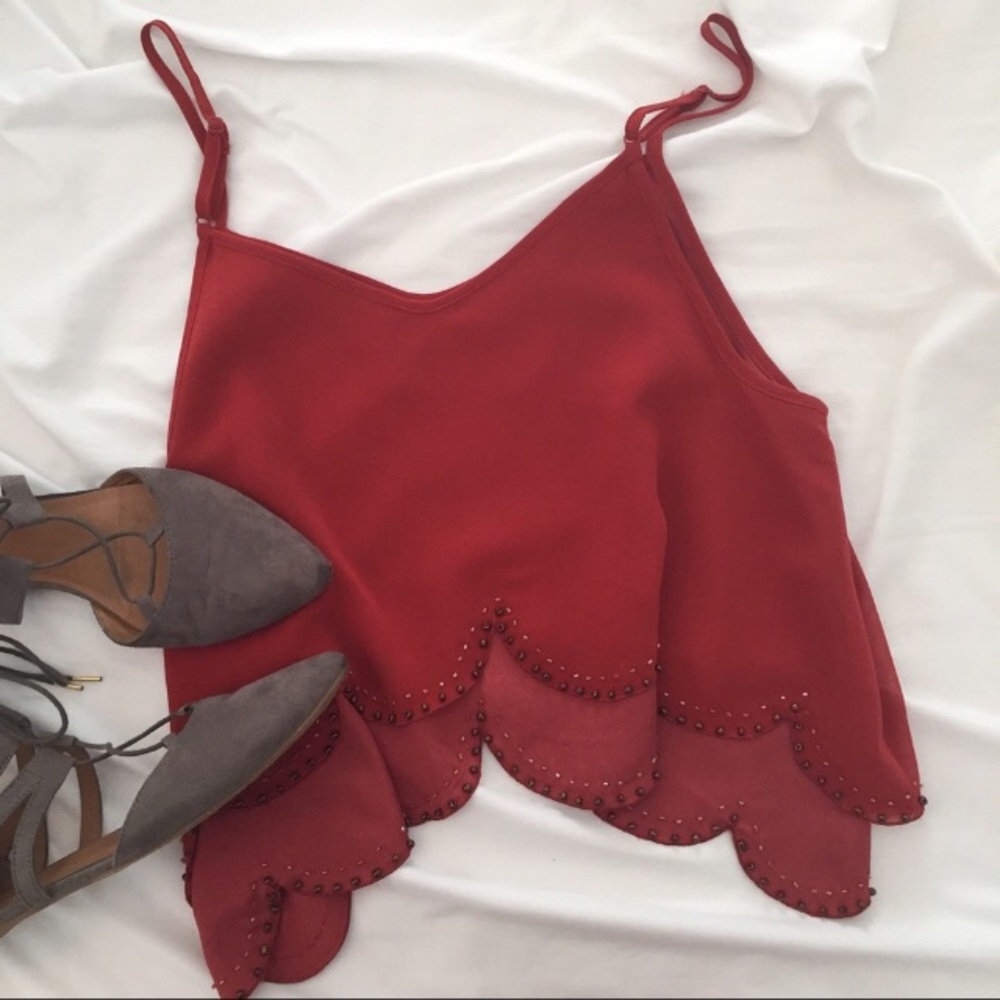 🧷Boho Beaded Flowy Crop Top