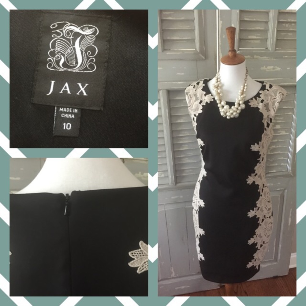 JAX dress - black with cream lace panels