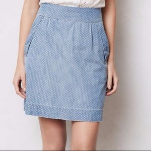 Patterned Denim Colored Skirt