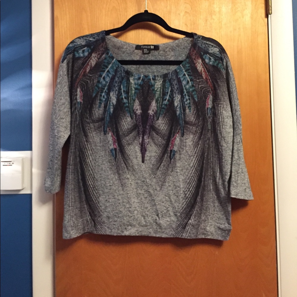 DONATED Funky feather Forever21 top