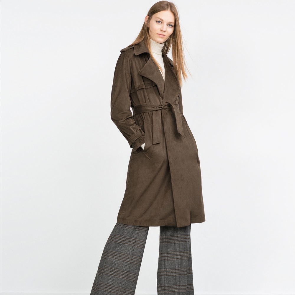 Zara Suede Brown Trench