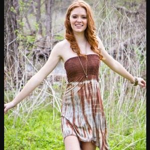 Earthbound Brown tie dye tube dress/skirt - small