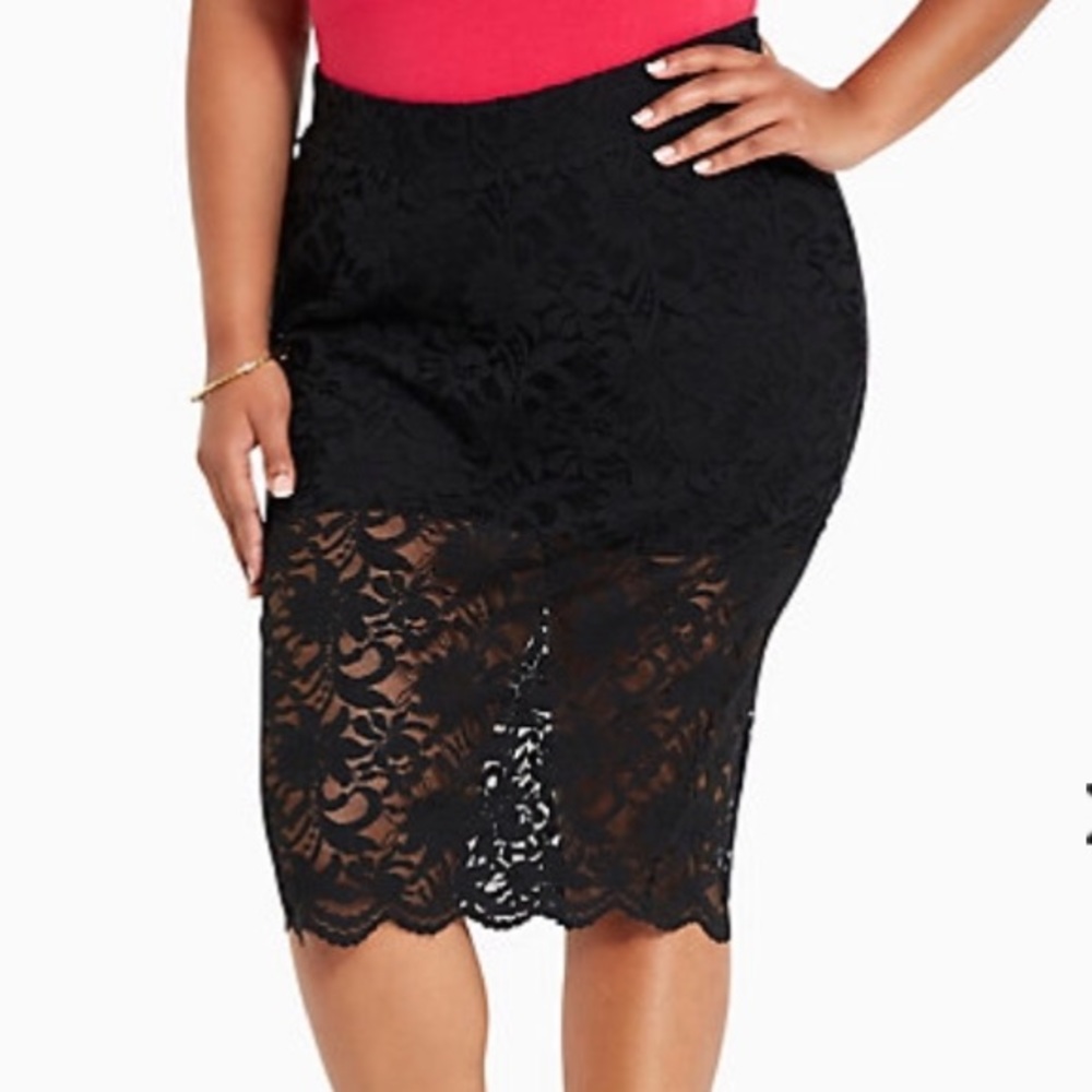 Torrid Lace Overlay Pencil Skirt