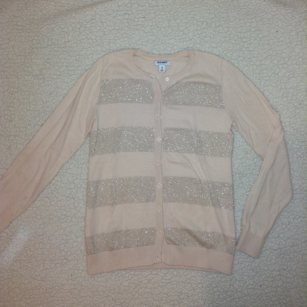 Peach and gold striped old navy cardigan