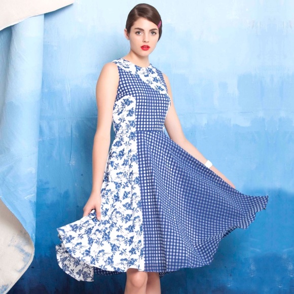 Blue Dress with Glass