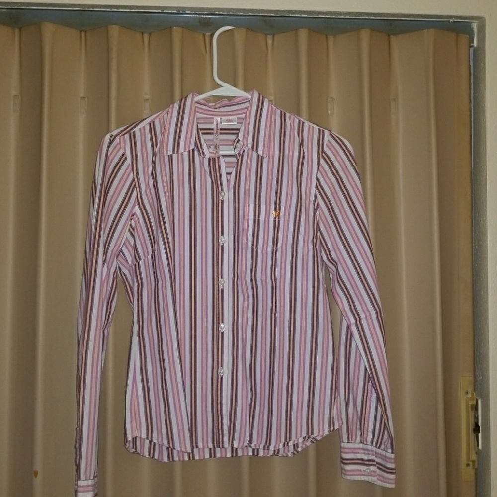 Pink striped button-up shirt