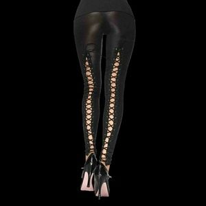 Tie back wet look legging