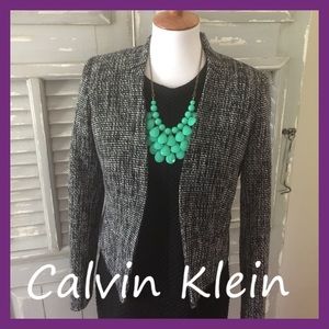 Calvin Klein Black & White Tweed Cropped Jacket