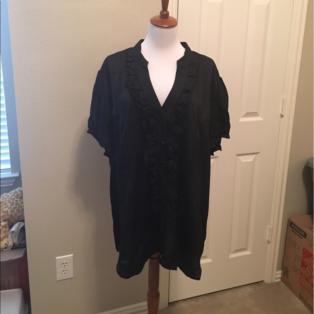 NWOT black ruffle blouse