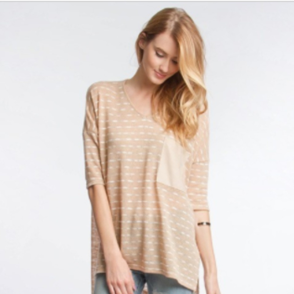 Tan striped blouse