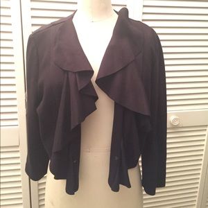 Black ruffle front jacket