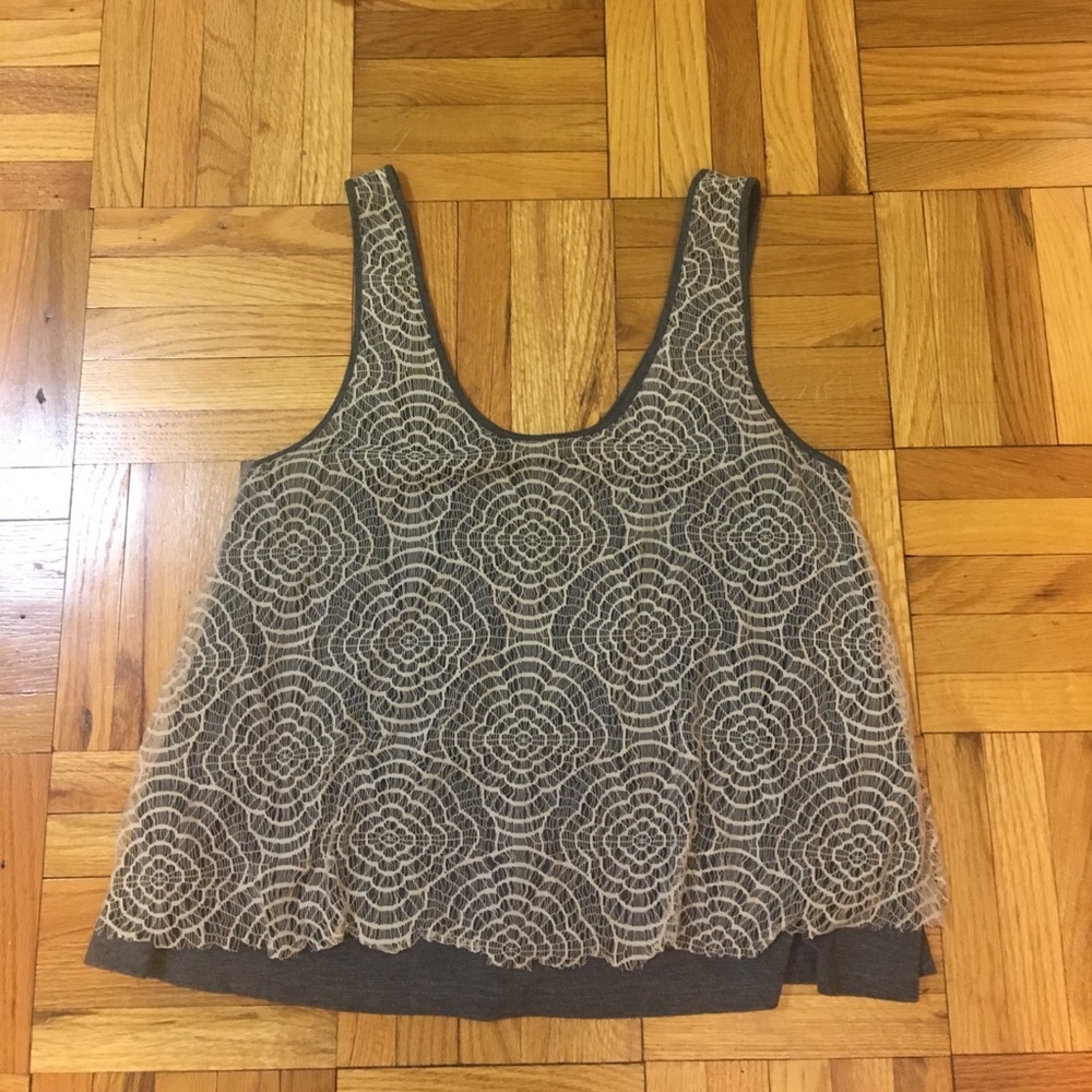Grey top with lace overlay