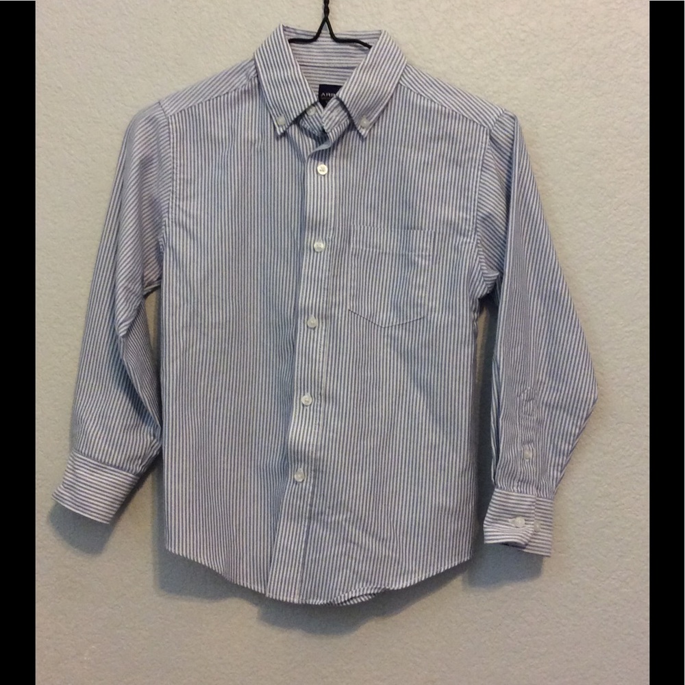 Long sleeve, striped, button down dress shirt