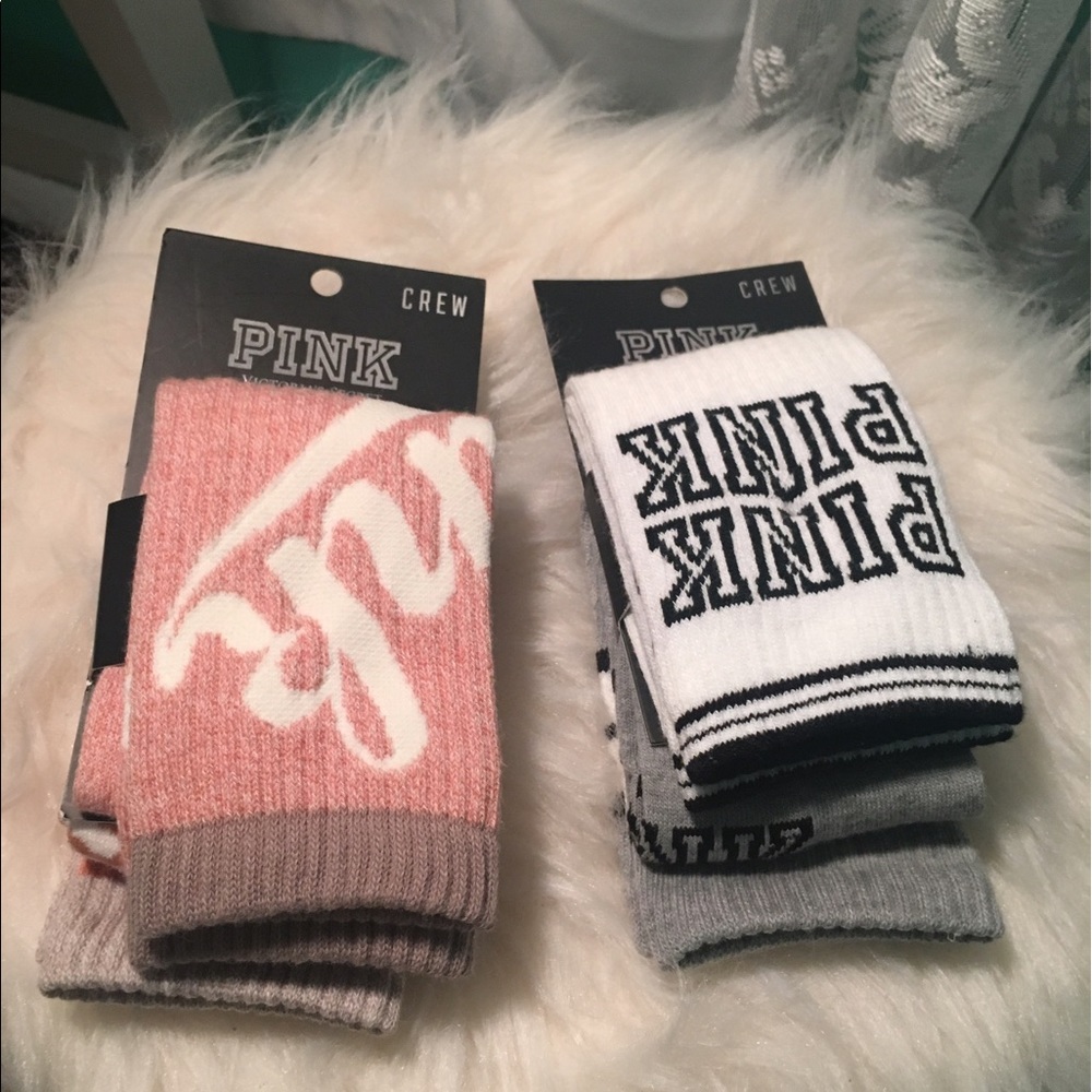 4 pairs of PINK crew socks