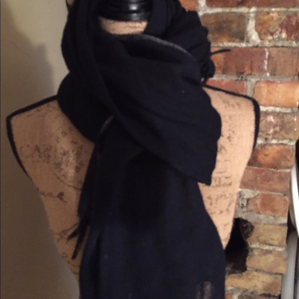 Great super navy scarf with glitter hem