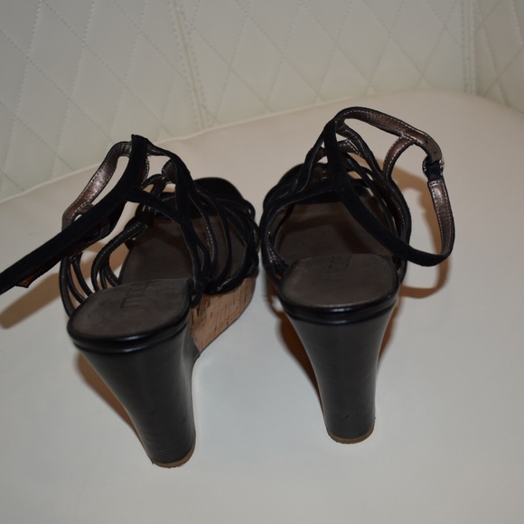 Black Moda Strappy Wedges - Picture 2 of 3