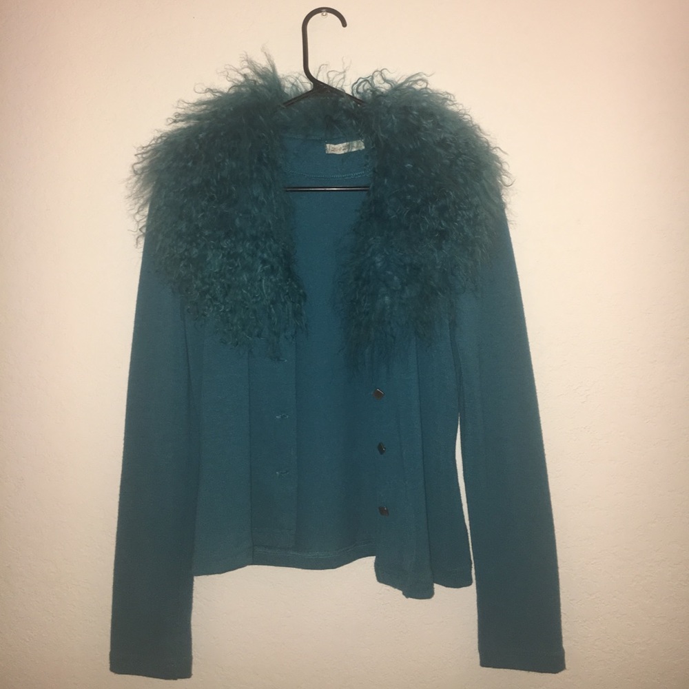 Blue fur sweater
