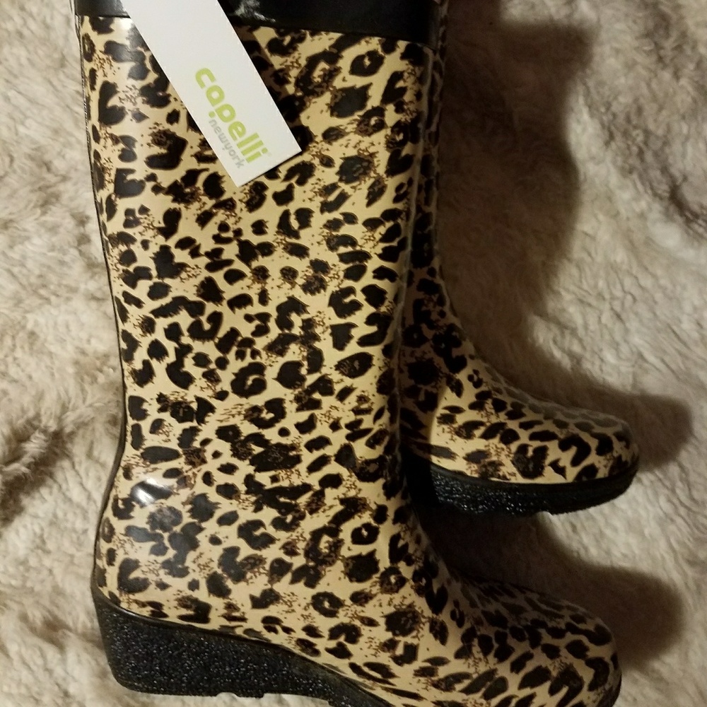 Brand new leopard rain boots
