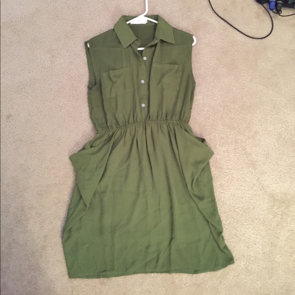 Army green summery chiffon dress