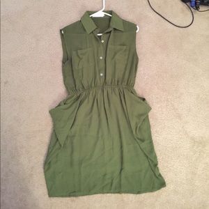 Army green summery chiffon dress