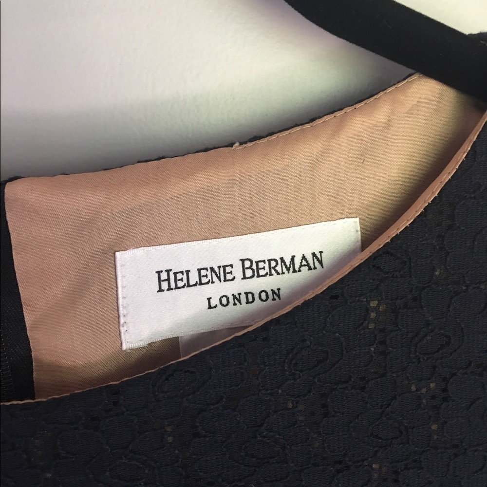 Helene Berman London navy blue lace cutout dress