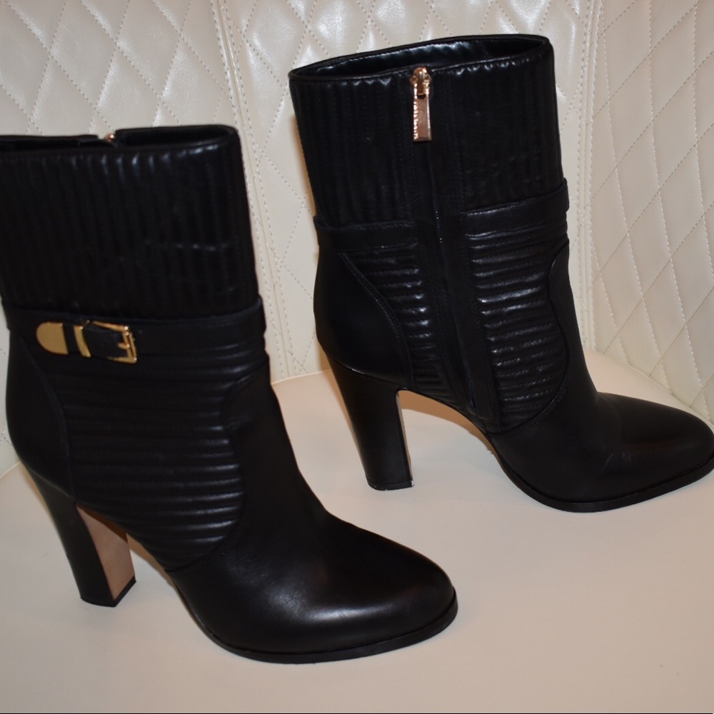 Vince Camuto Black Leather Bootie Heels