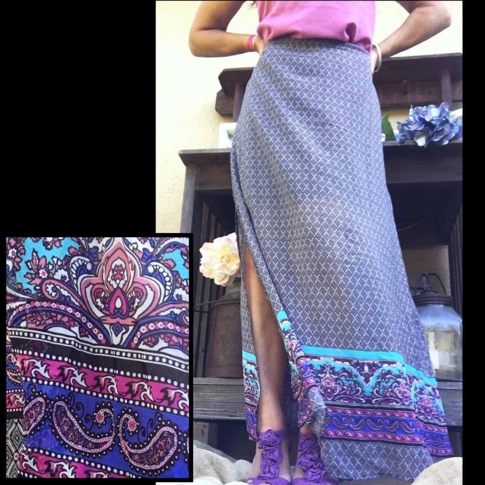 PRINTED Flowy Semi-Sheer Maxi with Slit